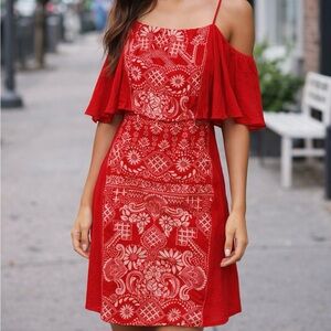 FARM Rio Scarlet Embroidered Mini Dress